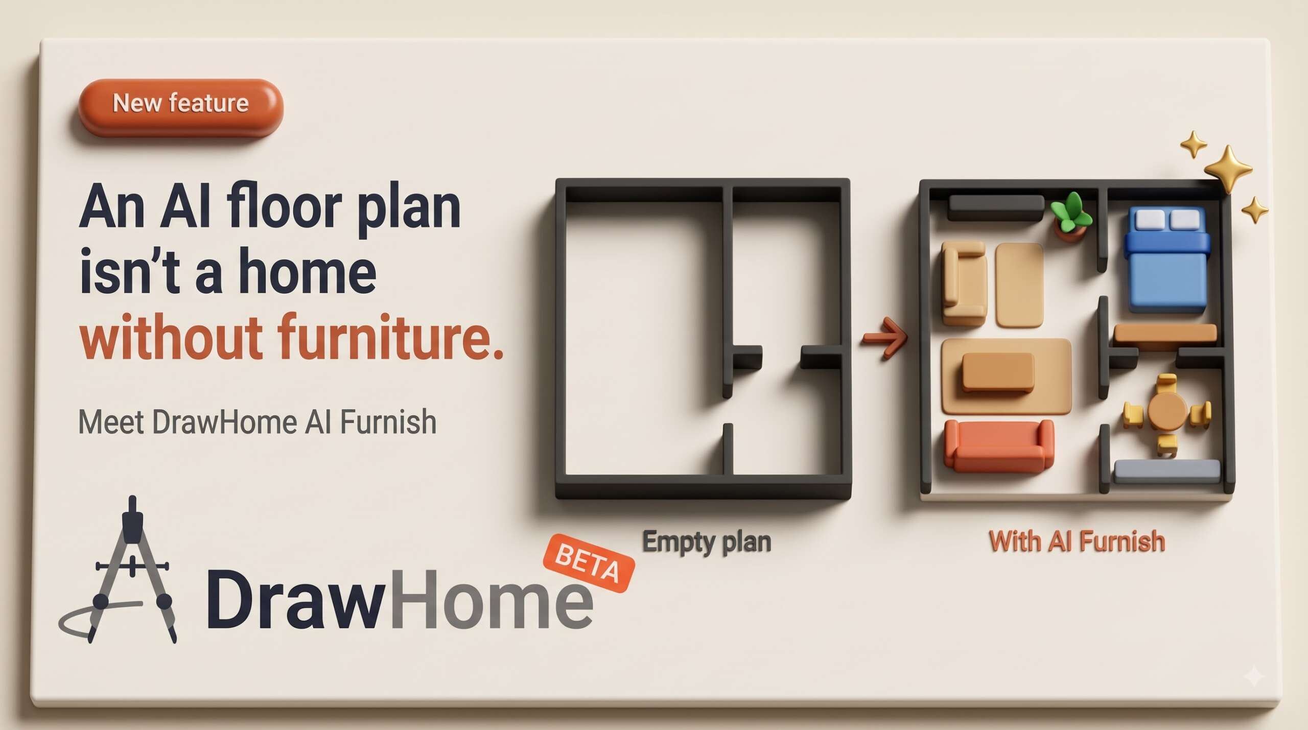AI floor plan, space planning software, automatic floor plan furnishing, 3D furnished layout